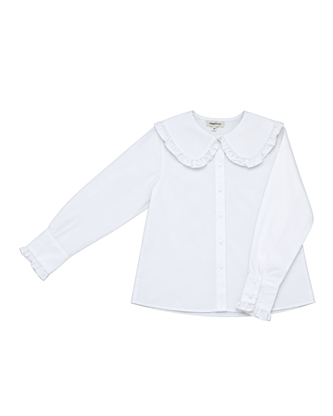 Ruffled wide-collar shirt