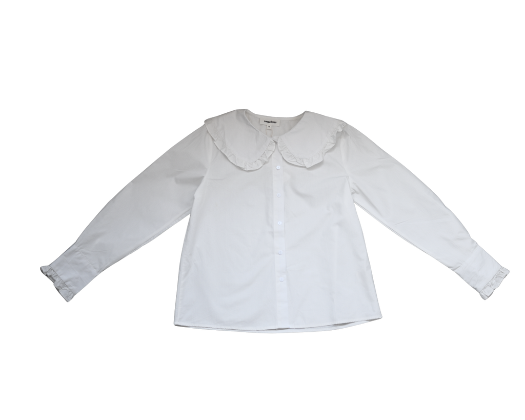 Ruffled wide-collar shirt