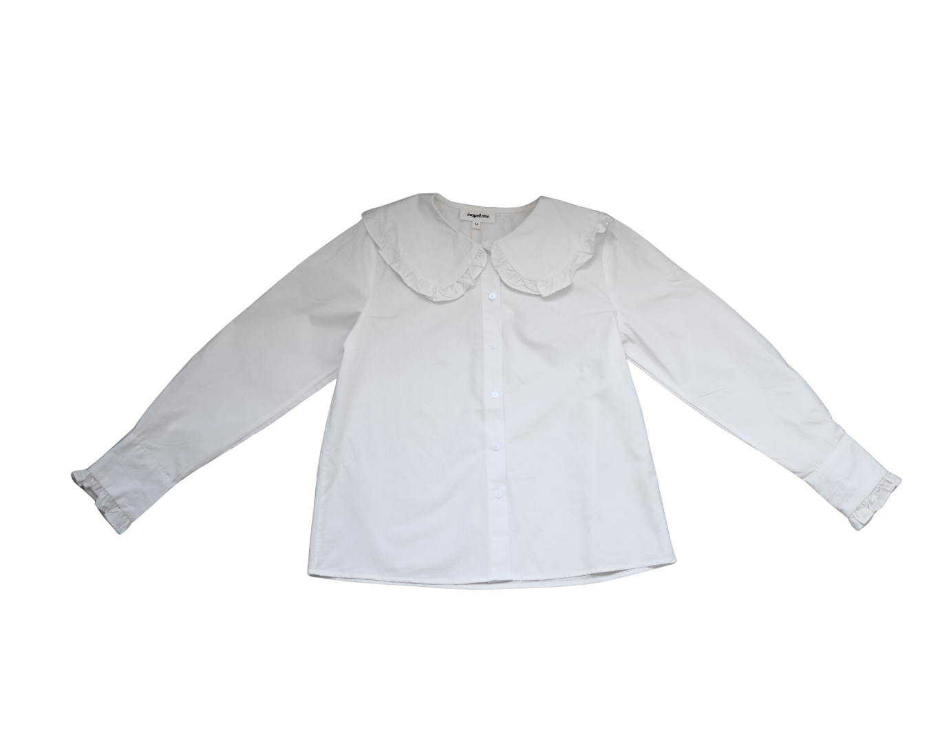 Ruffled wide-collar shirt